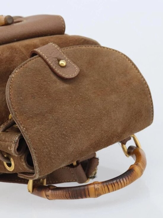 GUCCI Bamboo Backpack Suede Brown Gold 003 1705 0030 Auth AMZ377 main image 13
